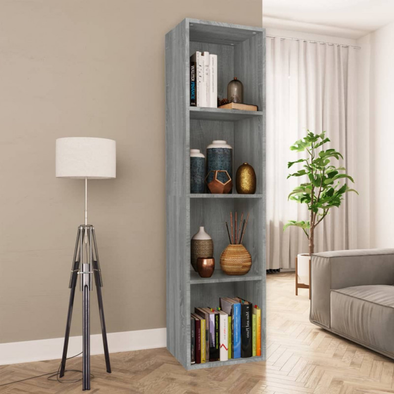 Bücherschrank/TV-Schrank Grau Sonoma 36x30x143 cm Holzwerkstoff