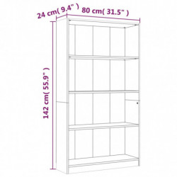 Bücherregal 4 Fächer Räuchereiche 80x24x142 cm Holzwerkstoff