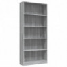 Bücherregal 5 Fächer Grau Sonoma-Eiche 80x24x175 Holzwerkstoff