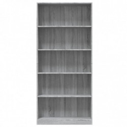 Bücherregal 5 Fächer Grau Sonoma-Eiche 80x24x175 Holzwerkstoff