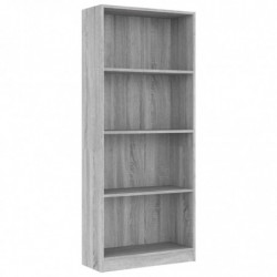 Bücherregal 4 Fächer Grau Sonoma 60x24x142 cm Holzwerkstoff