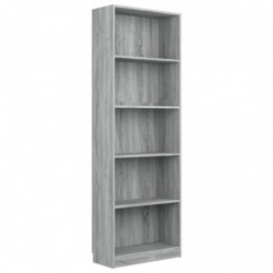 Bücherregal 5 Fächer Grau Sonoma-Eiche 60x24x175 Holzwerkstoff