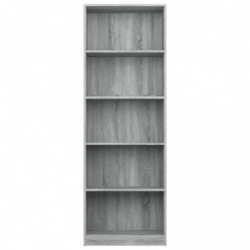 Bücherregal 5 Fächer Grau Sonoma-Eiche 60x24x175 Holzwerkstoff