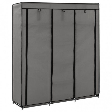 Kleiderschrank mit Fächern und Stangen Grau 150x45x175cm Stoff