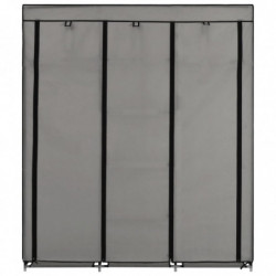 Kleiderschrank mit Fächern und Stangen Grau 150x45x175cm Stoff