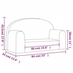 Kindersofa 2-Sitzer Creme Weich Plüsch