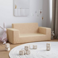 Kindersofa 2-Sitzer Creme Weich Plüsch