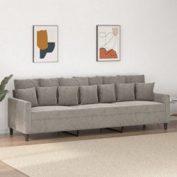 3-Sitzer-Sofa Hellgrau 210 cm Samt