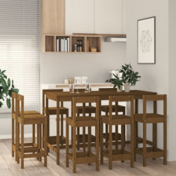 9-tlg. Bar-Set Honigbraun Massivholz Kiefer