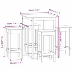 5-tlg. Bar-Set Honigbraun Massivholz Kiefer