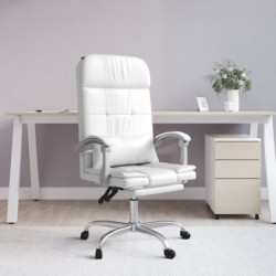 Bürostuhl mit Massagefunktion Weiß Kunstleder