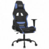 Gaming-Stuhl mit Fußstütze Schwarz und Blau Stoff