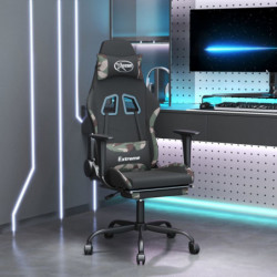Gaming-Stuhl mit Fußstütze Schwarz und Tarnfarben Stoff