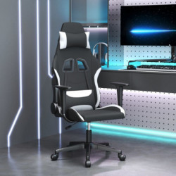 Gaming-Stuhl Schwarz und Weiß Stoff