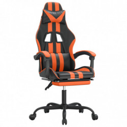 Gaming-Stuhl mit Fußstütze Drehbar Schwarz & Orange Kunstleder