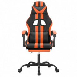 Gaming-Stuhl mit Fußstütze Drehbar Schwarz & Orange Kunstleder