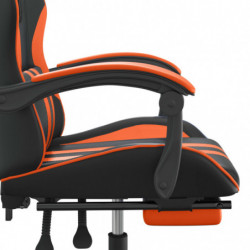 Gaming-Stuhl mit Fußstütze Drehbar Schwarz & Orange Kunstleder