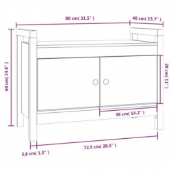 Flurbank Schwarz 80x40x60 cm Massivholz Kiefer