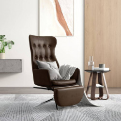 Relaxsessel mit Fußstütze Glänzend Braun Kunstleder
