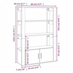 Sideboard Hochglanz-Weiß 80x30x119,5 cm Holzwerkstoff