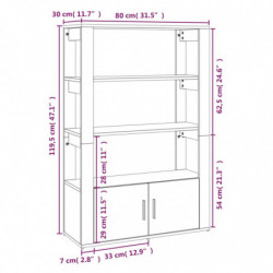 Sideboard Sonoma-Eiche 80x30x119,5 cm Holzwerkstoff