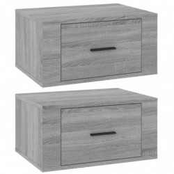 Wand-Nachttische 2 Stk. Grau Sonoma 50x36x25 cm