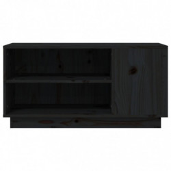 TV-Schrank Schwarz 80x35x40,5 cm Massivholz Kiefer