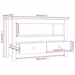 TV-Schrank Weiß 79x35x52 cm Massivholz Kiefer