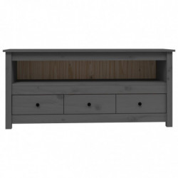 TV-Schrank Grau 114x35x52 cm Massivholz Kiefer