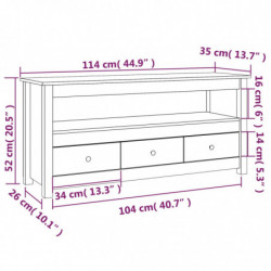 TV-Schrank Grau 114x35x52 cm Massivholz Kiefer