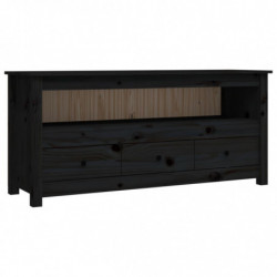 TV-Schrank Schwarz 114x35x52 cm Massivholz Kiefer