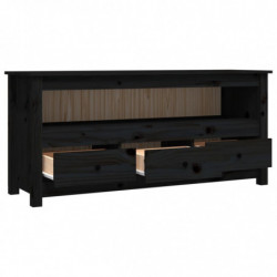 TV-Schrank Schwarz 114x35x52 cm Massivholz Kiefer