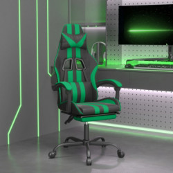 Gaming-Stuhl mit Fußstütze Schwarz und Grün Kunstleder