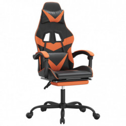 Gaming-Stuhl mit Fußstütze Drehbar Schwarz & Orange Kunstleder