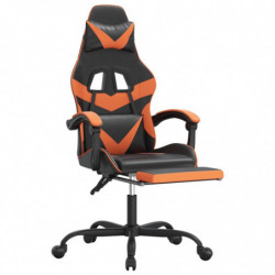 Gaming-Stuhl mit Fußstütze Drehbar Schwarz & Orange Kunstleder