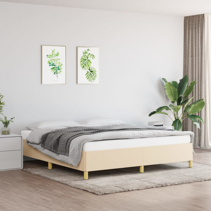 Boxspringbett Creme 160x200 cm Stoff