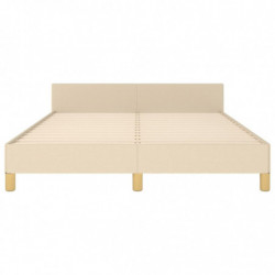 Bettgestell mit Kopfteil Creme 140x190 cm Stoff