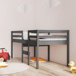 Hochbett Grau 90x200 cm Massivholz Kiefer