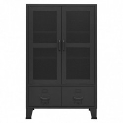 Lagerschrank Industrie-Stil Schwarz 70x40x115 cm Metall