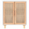 Sideboard Weiß 60x30x70 cm Massivholz Kiefer und Natur-Rattan