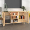 Sideboard Braun 105x30x60 cm Massivholz Kiefer und Natur-Rattan