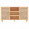 Sideboard Braun 105x30x60 cm Massivholz Kiefer und Natur-Rattan