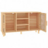 Sideboard Braun 105x30x60 cm Massivholz Kiefer und Natur-Rattan