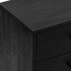 Sideboard Schwarz 110x35x70 cm Massivholz Kiefer Recycelt