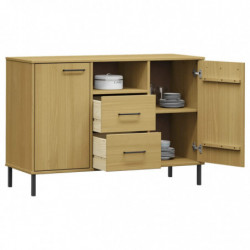 Sideboard OSLO mit Metallbeinen Braun 113x40x77 cm Massivholz