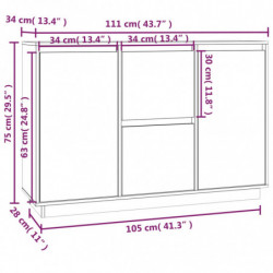 Sideboard Honigbraun 111x34x75 cm Massivholz Kiefer