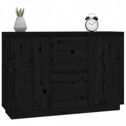 Sideboard Schwarz 111x34x75 cm Massivholz Kiefer