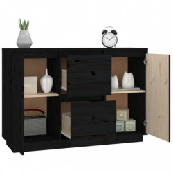 Sideboard Schwarz 111x34x75 cm Massivholz Kiefer