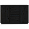 Sideboard Schwarz 111x34x75 cm Massivholz Kiefer