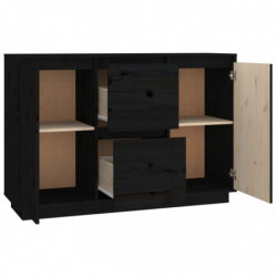 Sideboard Schwarz 111x34x75 cm Massivholz Kiefer